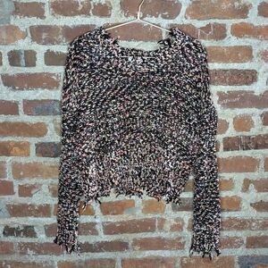 Made with Love by‎ FCT Medium Medium Multicolor Cropped Knit Raw Edge Sweater